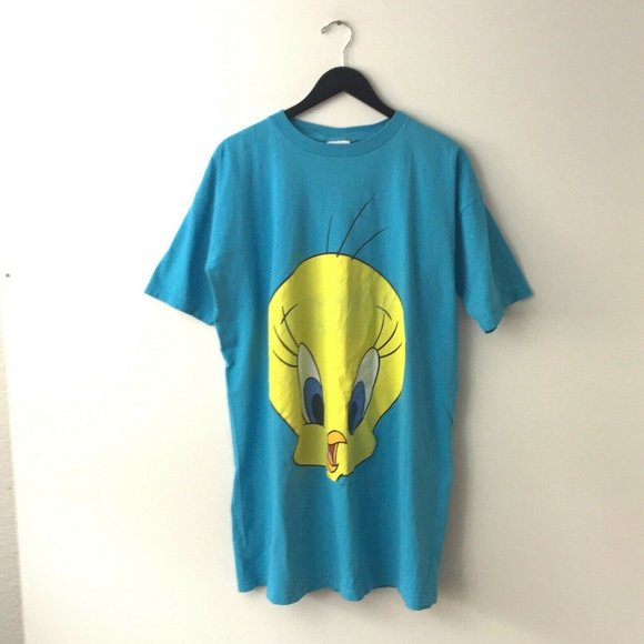 Vintage Other - VINTAGE Tweety Shirt Dress 90s 1993 Oversized Blue